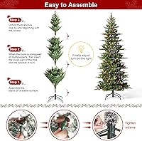 Vista 78 de Glitzhome Prelit Christmas Tree, 6ft Flocked Artificial Christmas Tree Serene Snowscape Fir with 300 Warm White Lights for Home, Office, Party
