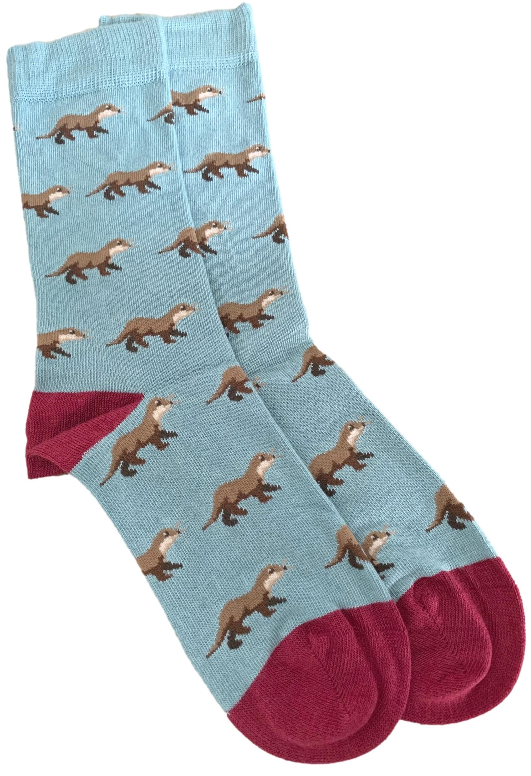 Purple Possum Women's Blue, Sky, Sky Blue, Duck Egg Blue, Light Blue, Duck Egg Purple Possum® Otter Socks Blue Novelty Fun Otters Socks Size 4-7
