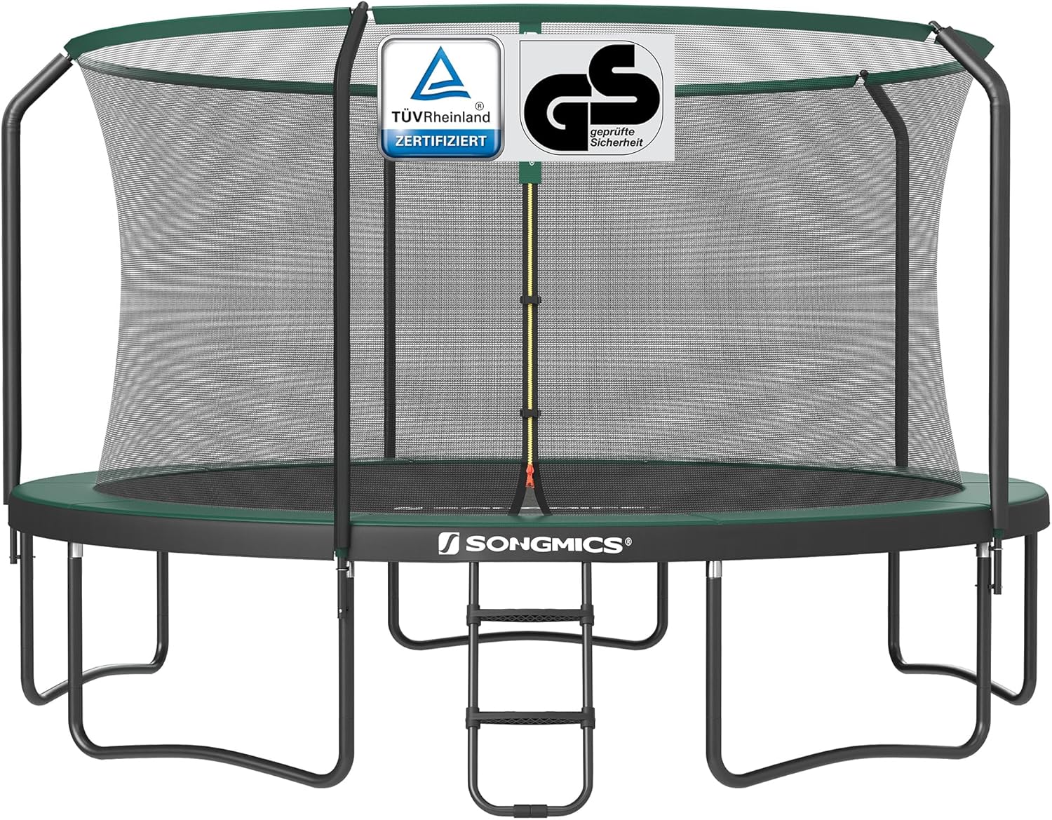 SONGMICS Trampolin Outdoor Kindertrampolin Ø 244/305/366/427 cm, rundes Gartentrampolin Sicherheitsnetz und Leiter, Randabdeckung, gepolstertes Gestell