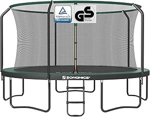 SONGMICS Trampolin Outdoor Kindertrampolin Ø 244/305/366/427 cm, rundes Gartentrampolin Sicherheitsnetz und Leiter, Randabdeckung, gepolstertes Gestell