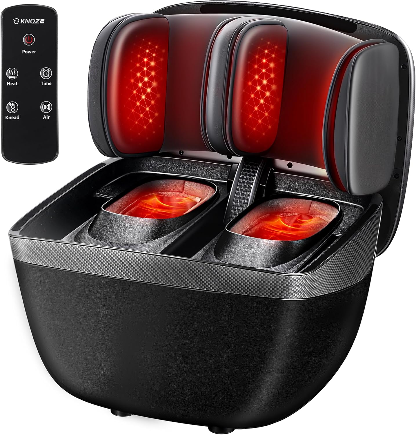 KNQZE 2 in 1 Shiatsu Foot and Calf Massager with Heat, Ottoman Foot Massager for Plantar Fasciitis, Neuropathy, Foot Pain Relief, FSA Eligible HSA Store, Birthday Gift for Women Man, Up to Men Size 14