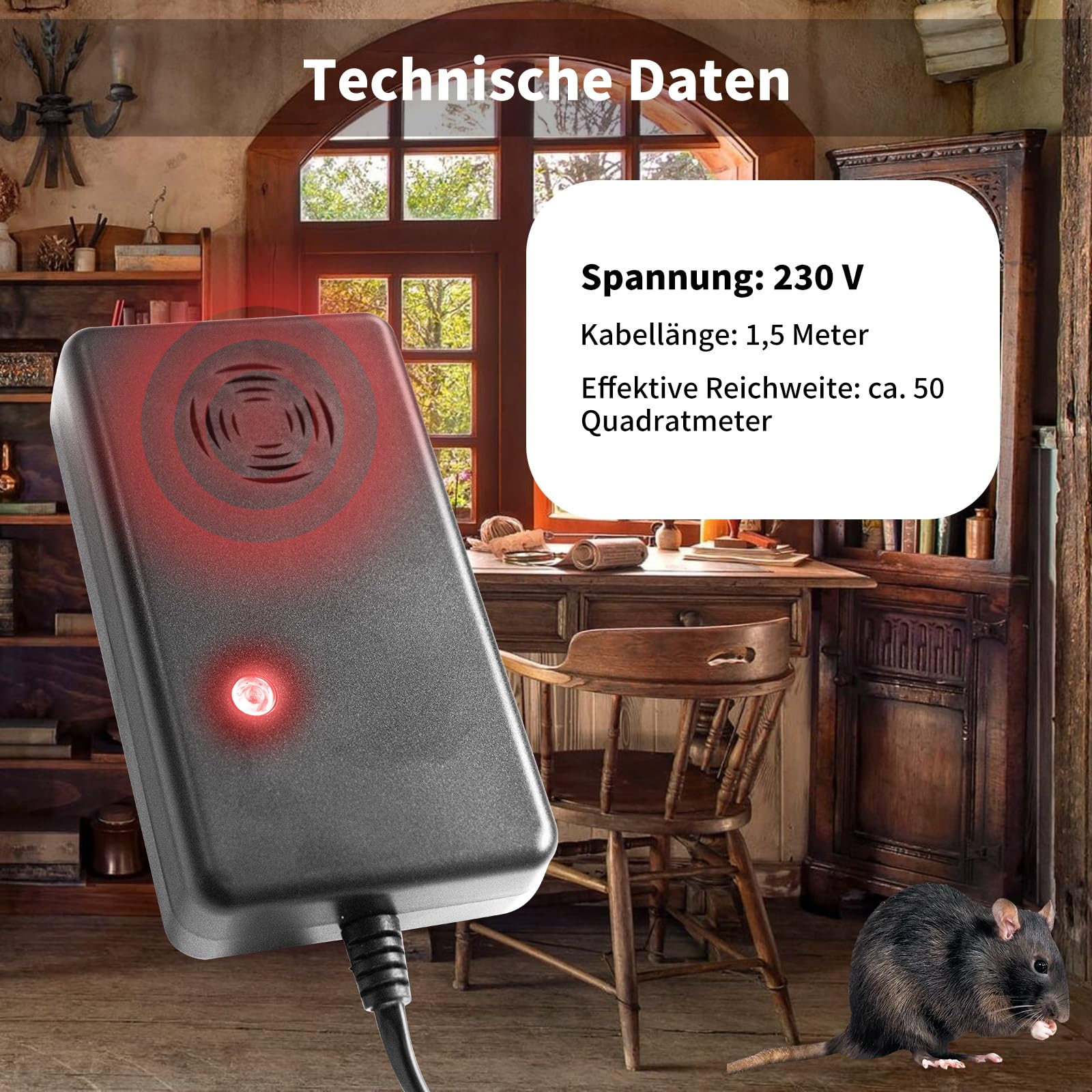 2 Stück Marderschreck Auto mit Stecker, Marderabwehr Haus, Marderfalle Marder Ultraschall für Marderabwehr Dachboden, Garten, Scheune, Garage, Keller