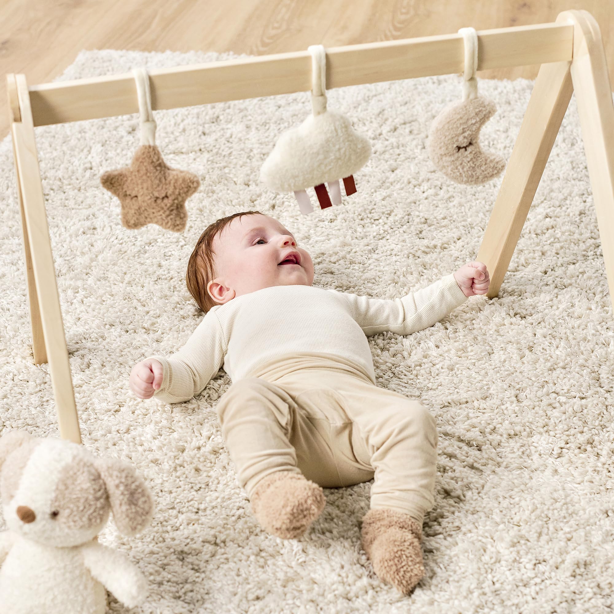 Nattou Arco in Legno, Stella, Nuvola e Luna, con Giochi e Numerose Attività, Legno/Poliestere, Teddy, Beige
