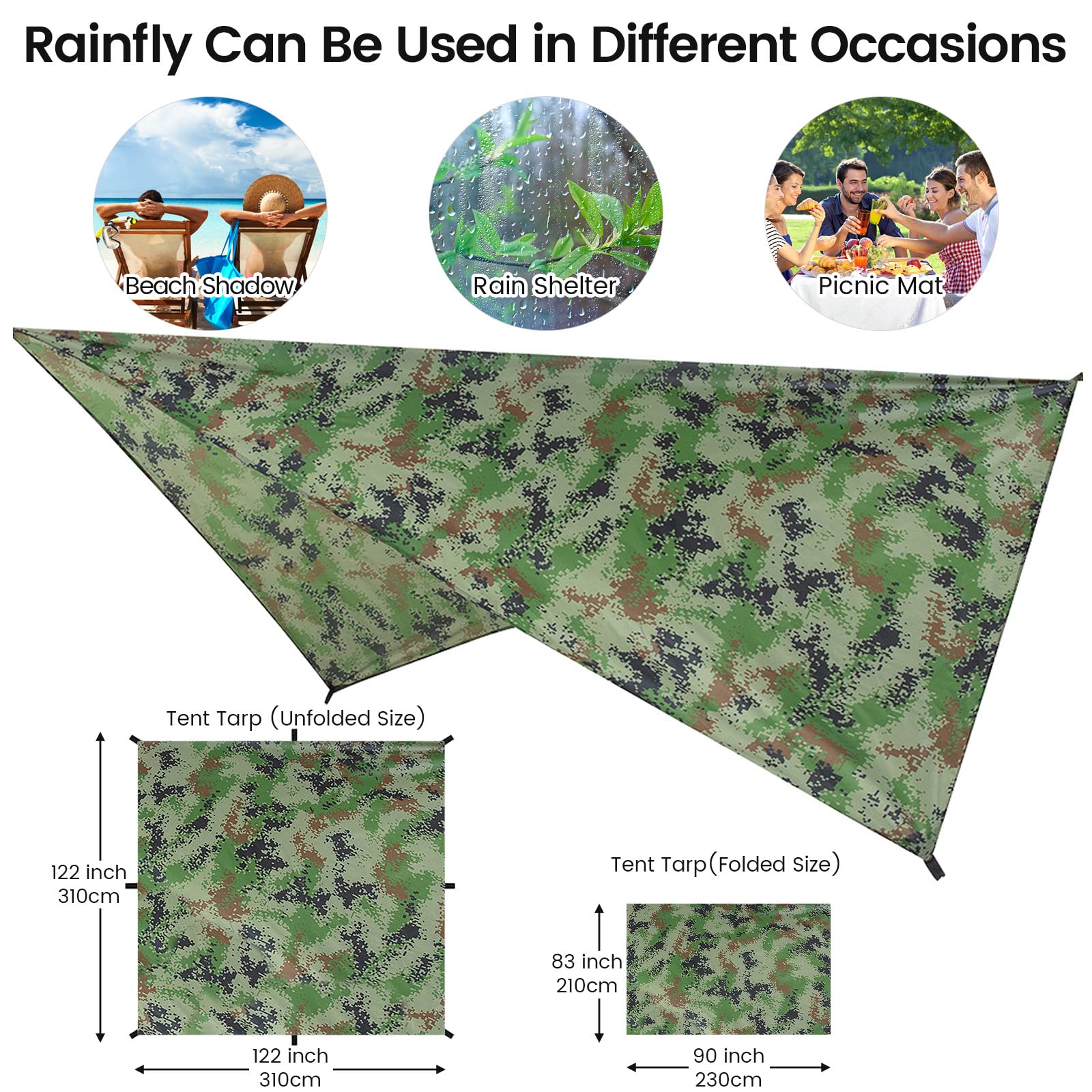 TOPCHANCES Hamac de Camping ultraléger Portable en Nylon avec moustiquaire, Sangles d'arbre et bâche de Pluie pour hamac en Plein air