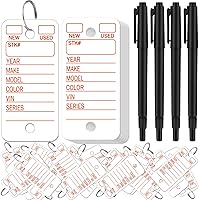 Gersoniel 500 Pack White Key Tags with Labels, Rings & 4 Pens - Car Dealership Auto Shop Key Organizers