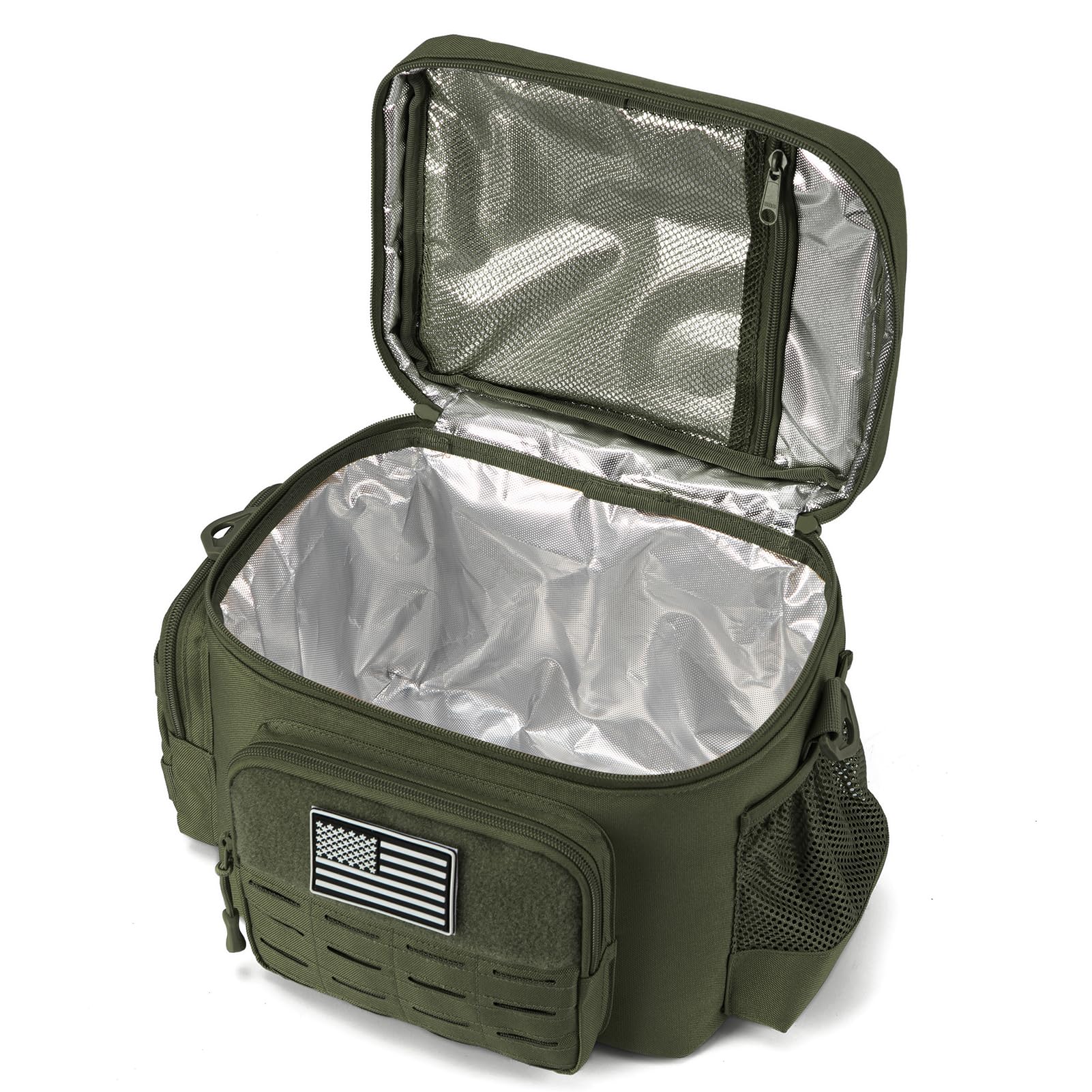 QT&QY Sac Repas Tactique 13L Militaire Renforcé - Glacière Isotherme Étanche Durable avec Système MOLLE Découpe Laser, pour Bureau/Camping/Pique-nique - Boîte Repas Adulte Hommes
