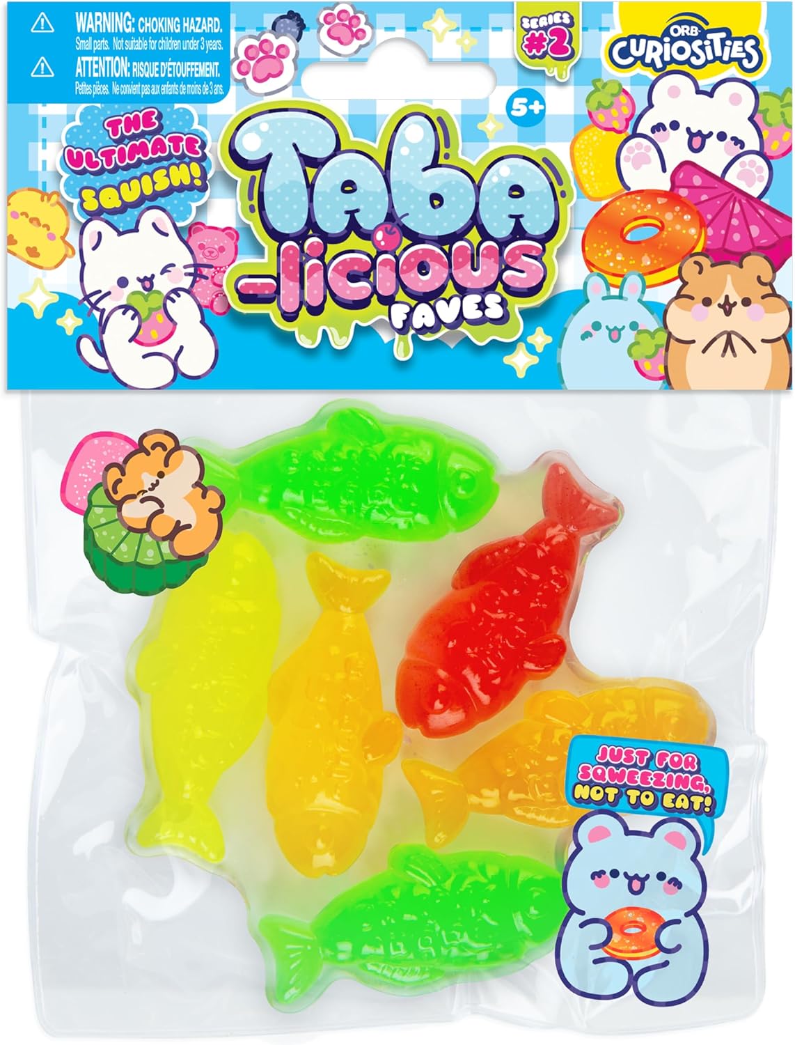 ORB Tabalicious Faves TABA Squishy Food Gummy Fish Candy Toy - Soft, Sticky Play Food TABA Squishies to Squish, Squeeze - Fun Stress Relief - Kawaii Sensory Fidget Toys and Gifts for Kids and Adults