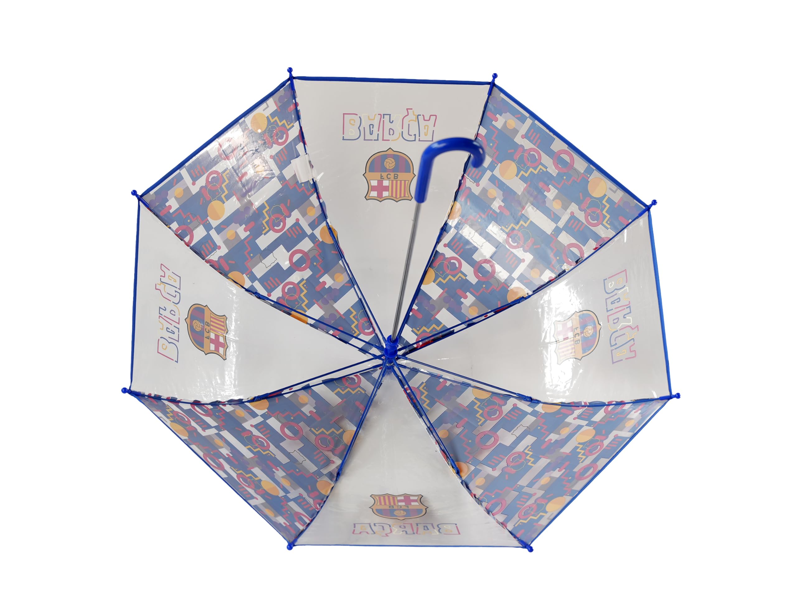 CYPBRANDS FCBarcelona- Paraguas, Sombrilla infantil, Diámetro 48 cm, Manual, Transparente, Producto Oficial