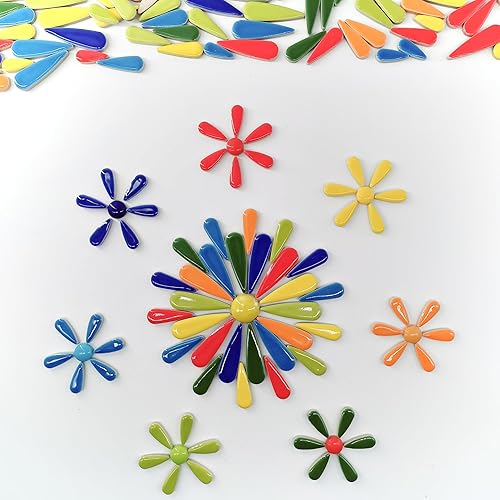 Miniatura 7 de EDFLIFE Azulejos de cerámica esmaltada para manualidades, azulejos de mosaico de porcelana de lágrima para manualidades, azulejos de pétalos de