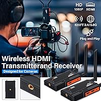 Vista 5 de Transmisor y receptor HDMI inalámbrico, kit extensor HDMI inalámbrico de 250 m (820 pies) con salida de bucle, 2.4/5.8GHz 1080P Full HD