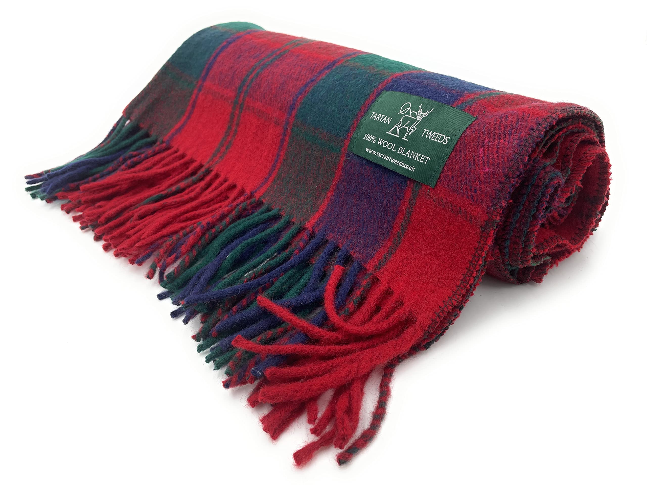 Tartan Wool Blanket, Cosy Warm, Bed or Sofa Throw (Robertson Red, Knee)