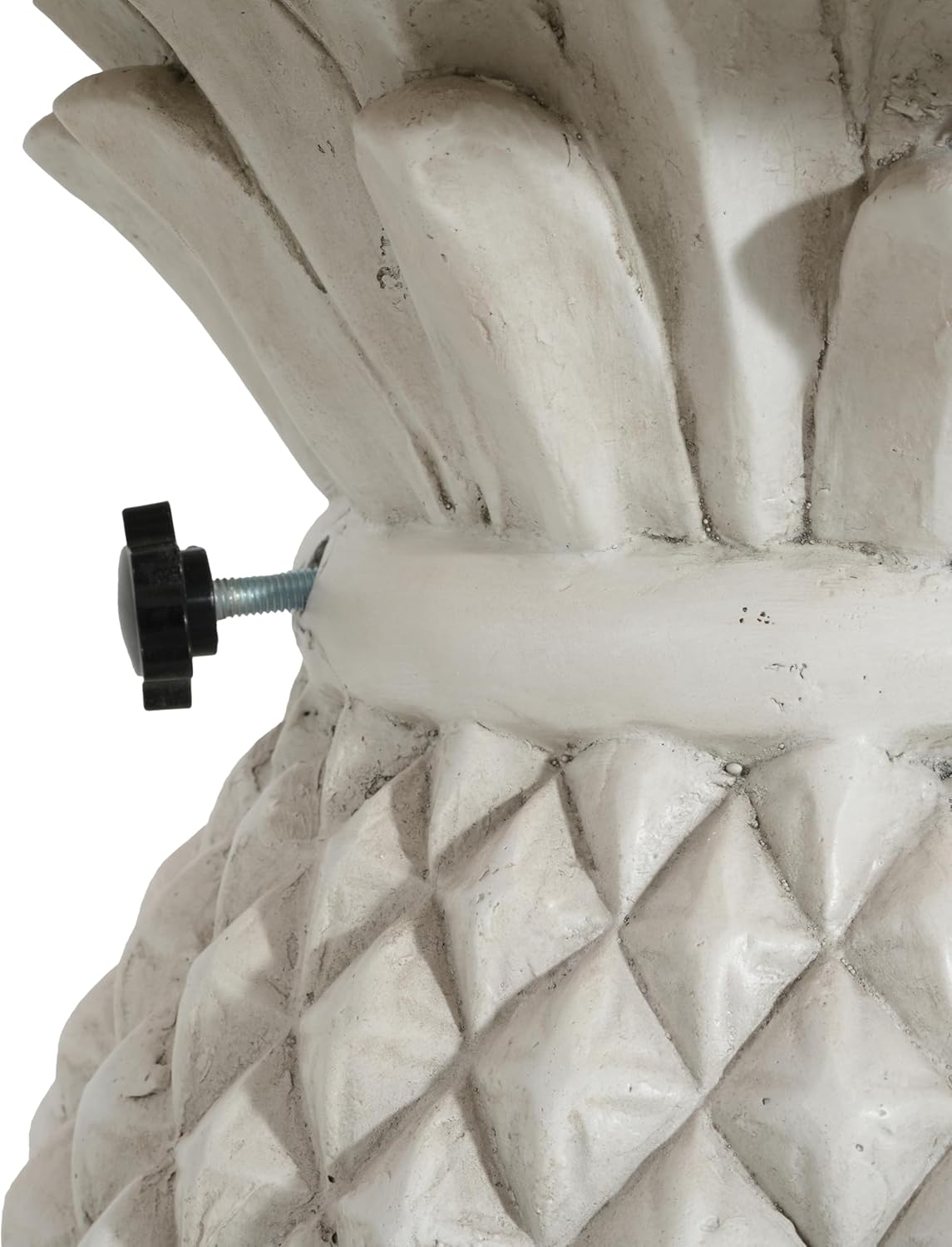 Christopher Knight Home Ogla 24'' MGO Outdoor Patio Side Table Umbrella Base, Patio Umbrella Stand Outdoor Base with Hand-Turn Tightening Knob, Pineapple-Shaped Patio Coffee Table, Antique White