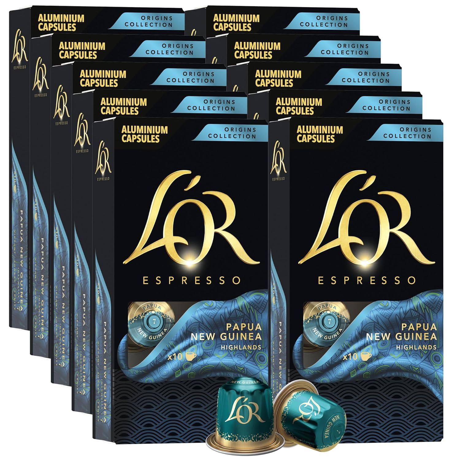 L’OR Espresso Capsules, 100 Count Papua New Guinea, Single-Serve Aluminum Coffee Capsules Compatible with the L’OR BARISTA System & *Nespresso Original Machines