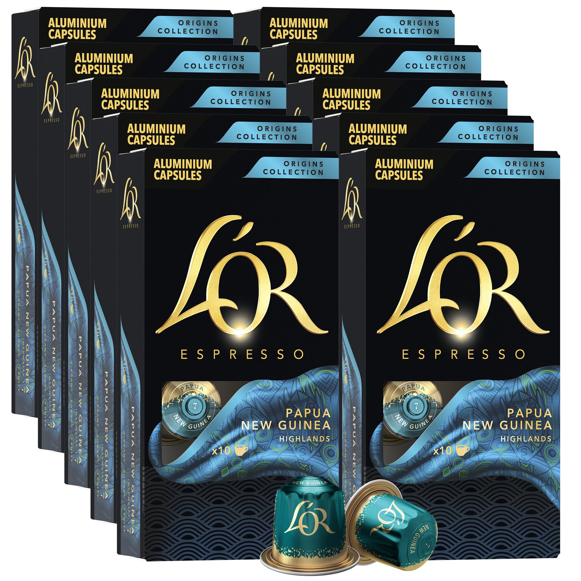 L'OR Espresso Capsules, 100 Count Papua New Guinea, Single-Serve Aluminum Coffee Capsules Compatible with the L'OR BARISTA System & *Nespresso Original Machines