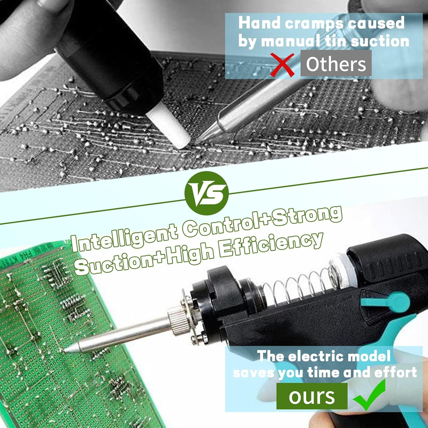 SS-331 Electric Solder Suction Gun, with LCD, 90W Electric Desoldering Gun, Auto Standby & Sleep, Temperature 320°F-896°F, 600mmHg Vacuum, for Factory Assembly Lines, Repair Shops, Circuit Boards