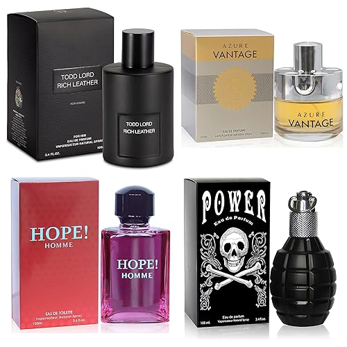 Miniatura 22 de Colonia para hombre, 4 conjuntos combinados (cielo azul/noche de rosas/valiente/ébano estadounidense), Eau de Parfume/Toilette Spray natural cada