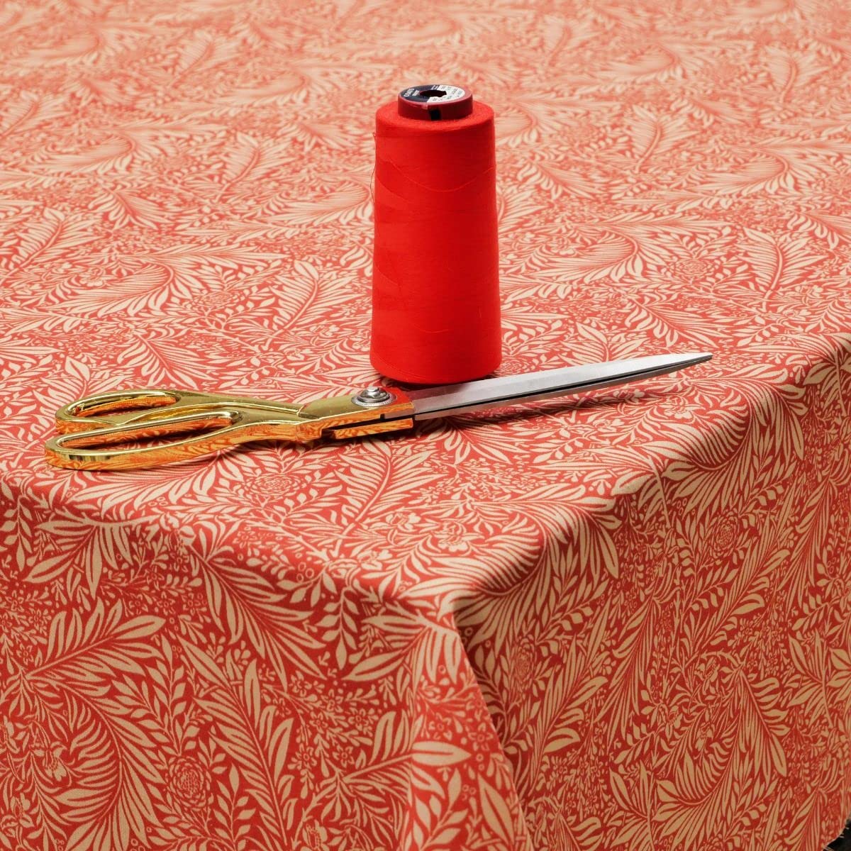 Jolee Fabrics William Morris Cotton Fabric Tablecloth | Rectangle Table Cloth 135cm x 150cm | Patterned Floral Table Cover For Dining, Kitchen & Coffee Tables (Larkspur Crimson)