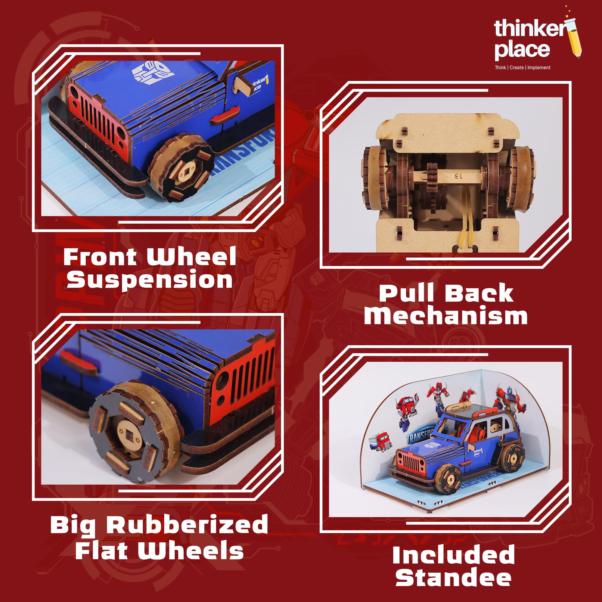 ThinkerPlace Transformers Optimus Prime DIY Car Kit | Educational BlocksToy for Kids 8+ | Build, Learn & Play | Perfect Birthday & Return Gifts | STEM Toy | Pull-Back Mechanism, Set Of 1