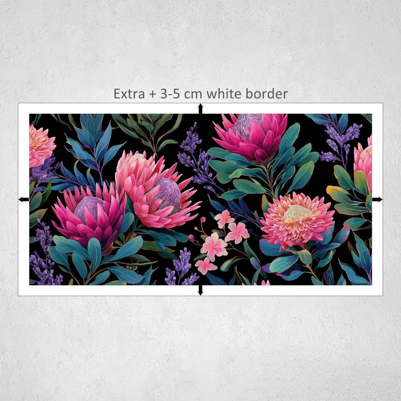 Schwarz Tropisch Botanisch Floral Blätter Modernes Leinwandbild 140L x 70B cm mit Rahmen, Viktorianisch XXL Wanddeko für Wohnzimmer Geschenk Idee Einzug - Hochwertiger Kunstdruck auf Holzrahmen
