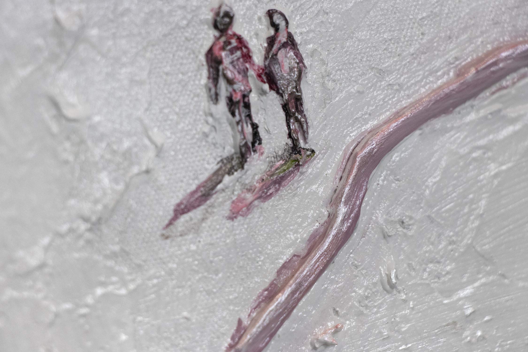 YS-Art Tableau Abstrait Blanc et Beige Peint Main pour Chambre et Salon