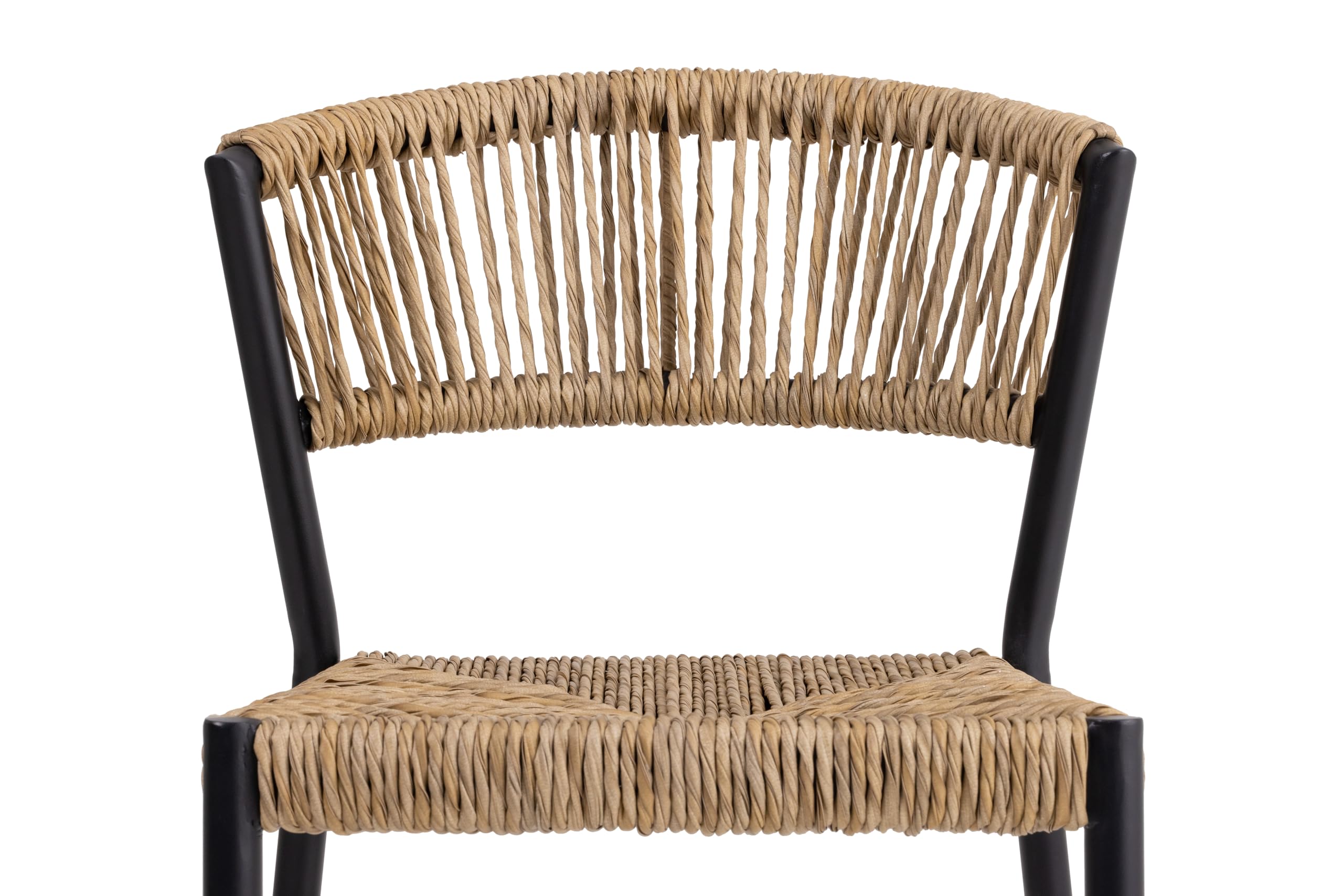METRO Professional Chaise de Terrasse Lario, Rotin PE/Aluminium, 53 x 60 x 78 cm, Résistant aux intempéries, Empilable, Beige/Noire