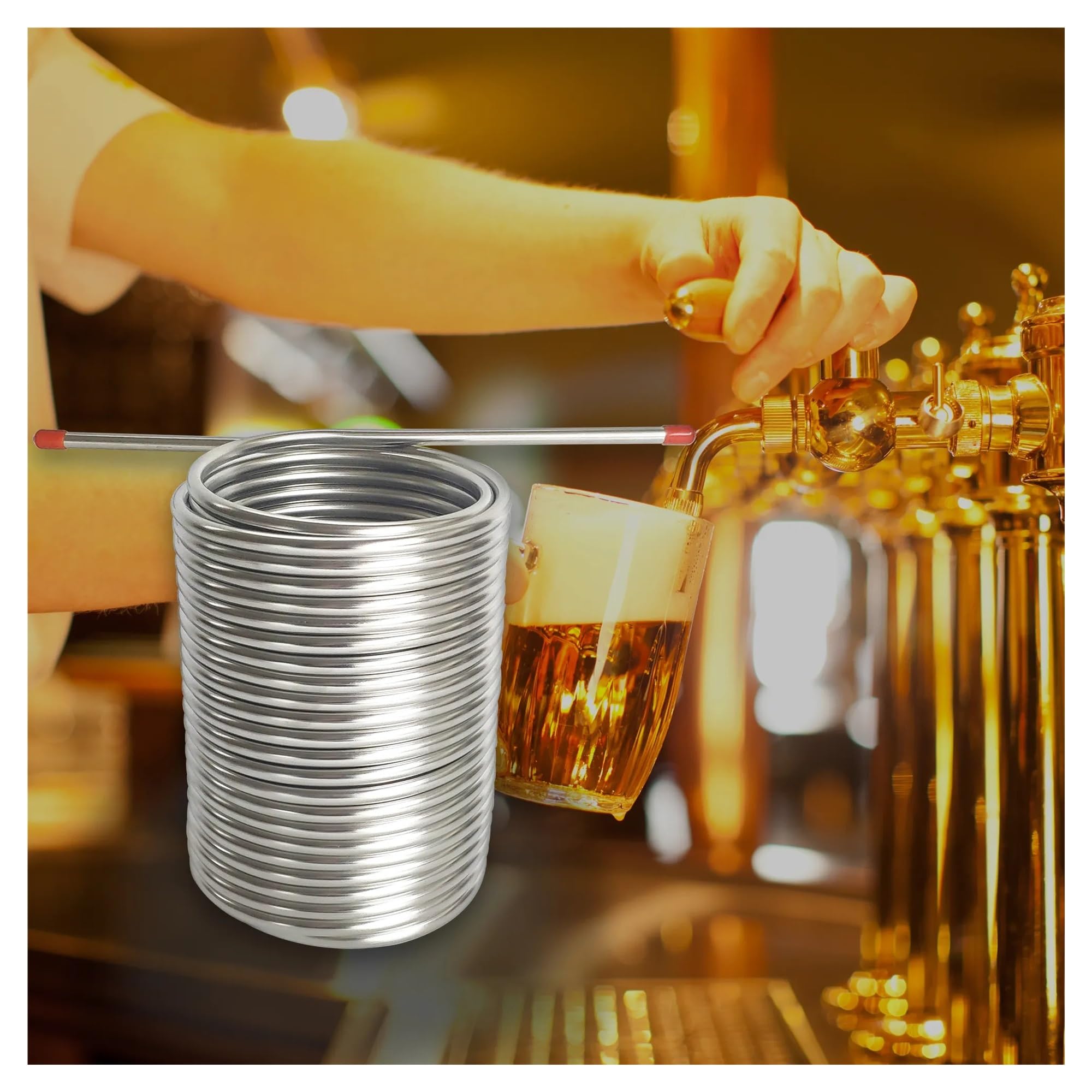 Intercambiadores de calor Serpentín de enfriamiento de 19 m de longitud, Enfriador de mosto de agua de cerveza de doble capa, Bobina de acero inoxidable de caja Enfriador de cerveza de barril c