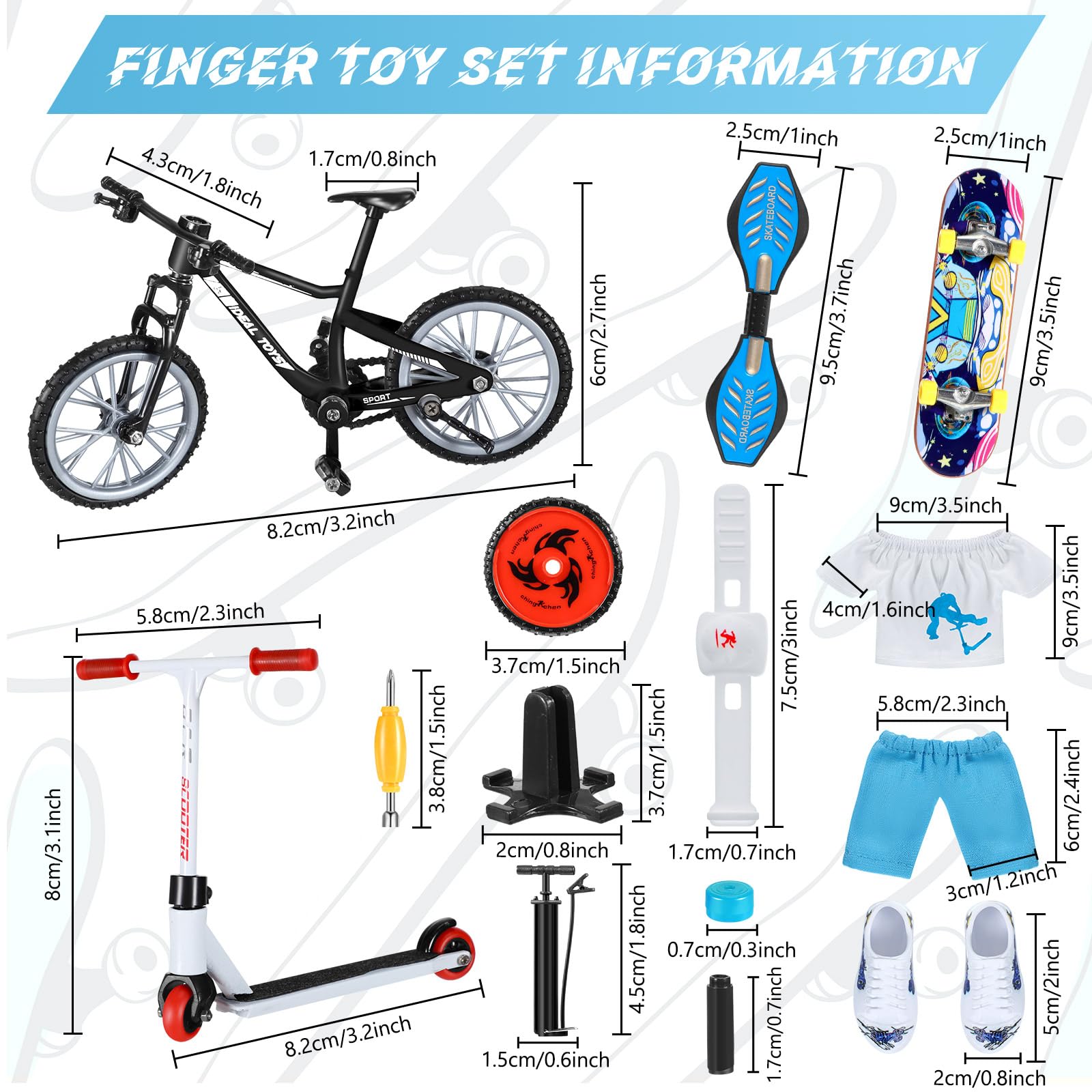 75 Pcs Mini Finger Toy Set, Finger Skateboard,Mini Board,finger Tops