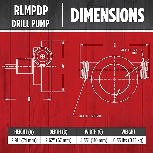 Miniatura 2 de Red Lion RLMPDP, 14942013 Bomba de transferencia accionada por taladro, 154 GPH, color negro