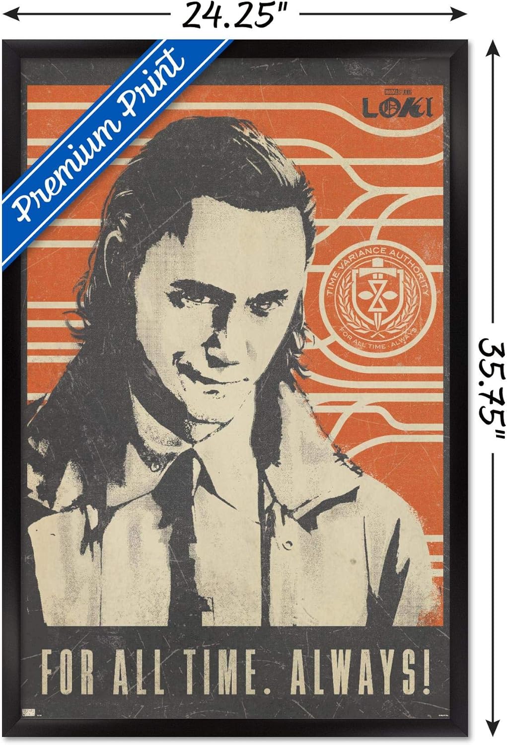 Trends International Marvel Loki - For All Time Wall Poster, 22.375" x 34", Black Framed Version