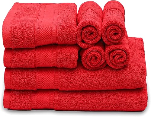MoNiBloom Juego de 8 toallas de baño 100% algodón para baño, hogar, spa, gimnasio, ducha, contiene 2 toallas de baño de 27 x 54 pulgadas, 2 toallas