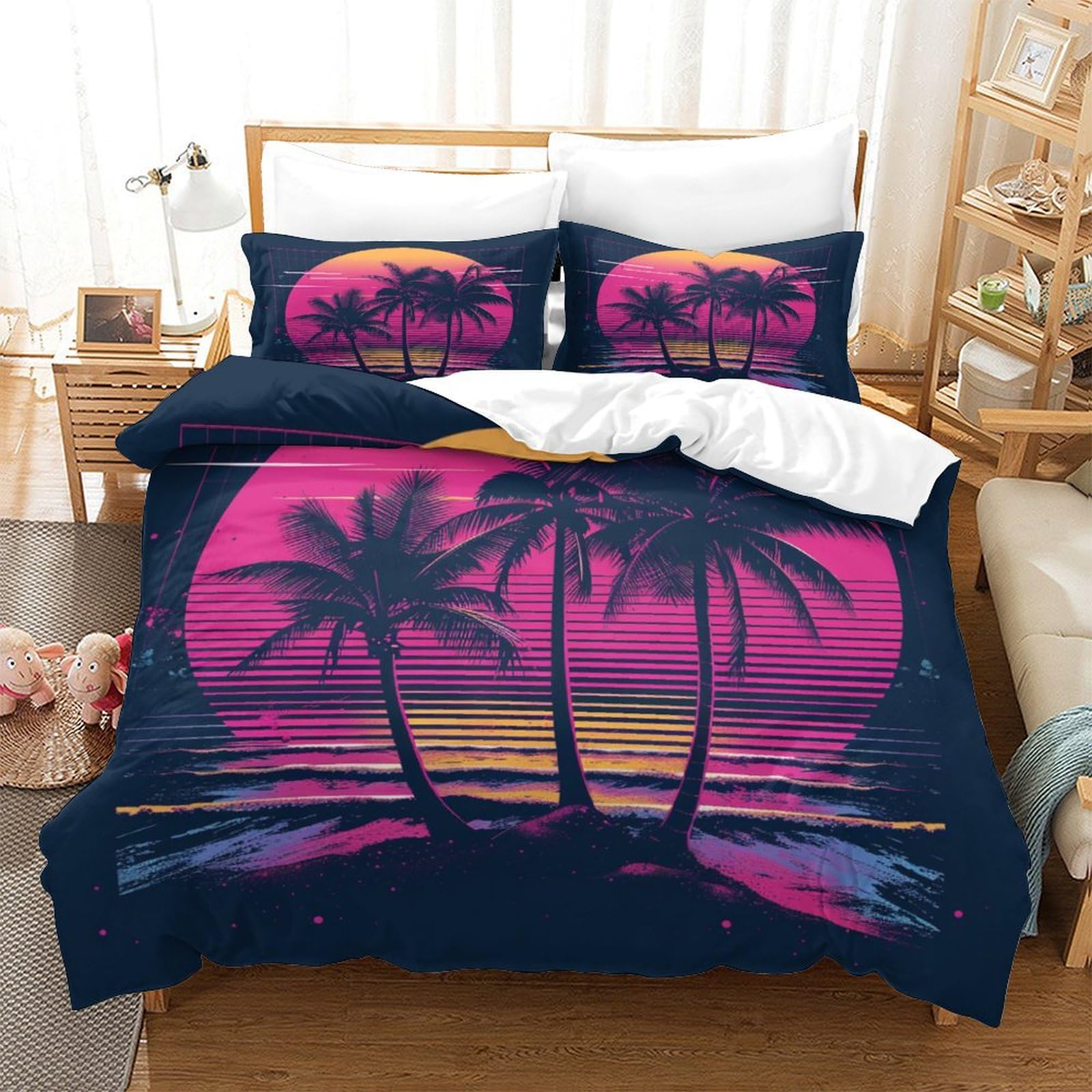 Housse de couette jungle tropicale 260x220 pour une ambiance de chambre exotique et moderne