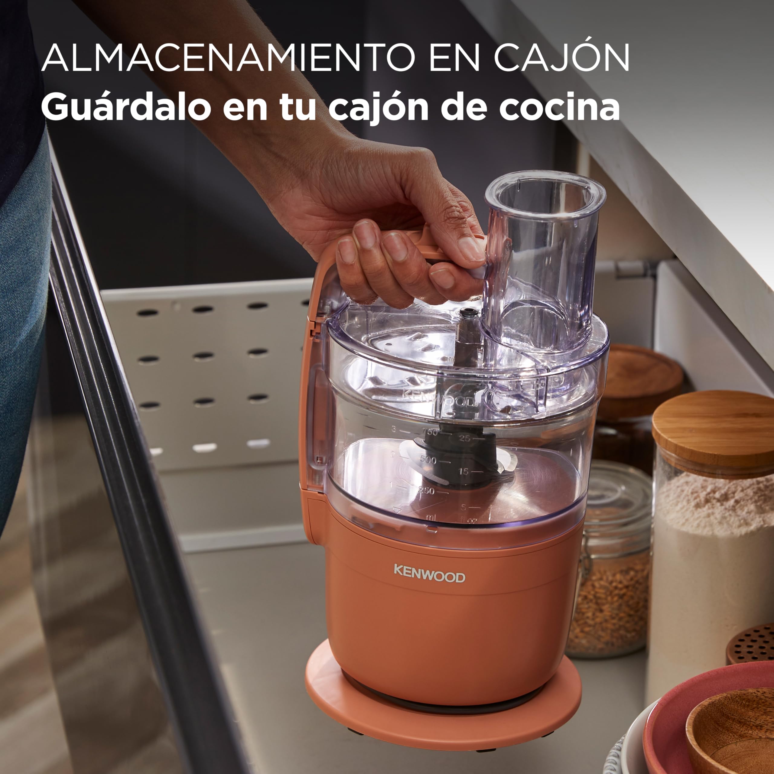 Kenwood MultiPro Compact – Procesador de Alimentos con Express Serve, Cuchilla de Acero Inoxidable, Discos para Cortar y Rallar, Función Pulse, Rojo Arcilla (FDP23.140RD)