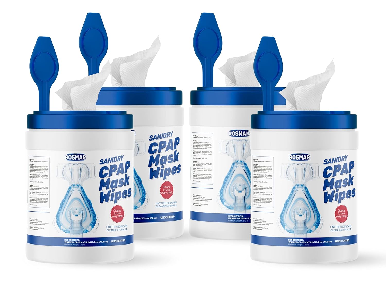 Rosmar Sanidry CPAP Mask Wipes 680 wipes (4 pack) Use