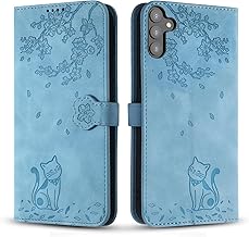 Case for Samsung Galaxy A56, Anti-Scratch PU Leather Cover with Magnetic Folio Protective Case for Galaxy A56 - Blue Cat