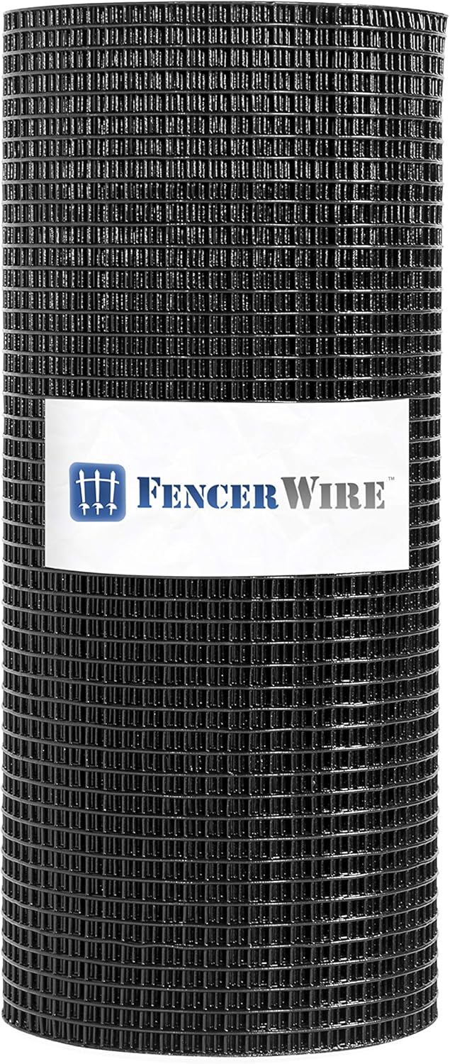 Exclusive Fencer Wire 16 Gauge Black Vinyl Coated Welded Wire Mesh Size 0.5 inch by 0.5 inch (4 ft. x 100 ft.)