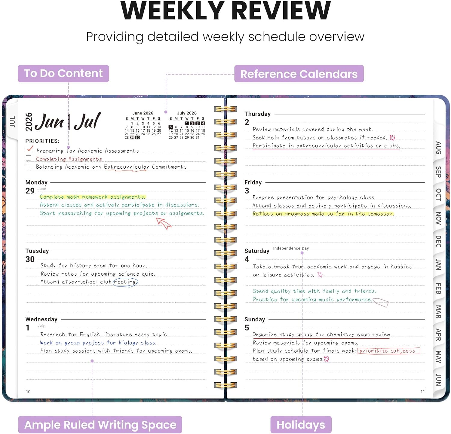 ZOTIA Planner 2026-2027, Jul 2026-Jun 2027 Weekly & Monthly Calendar image 3