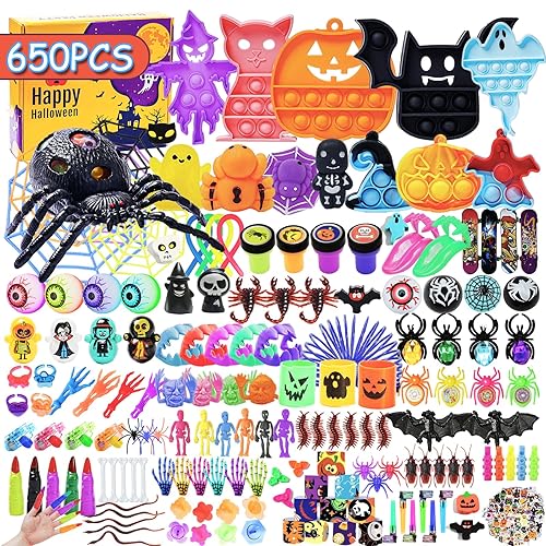 650Pcs Halloween Party Favors for Kids, Bulk Fidget Toys for