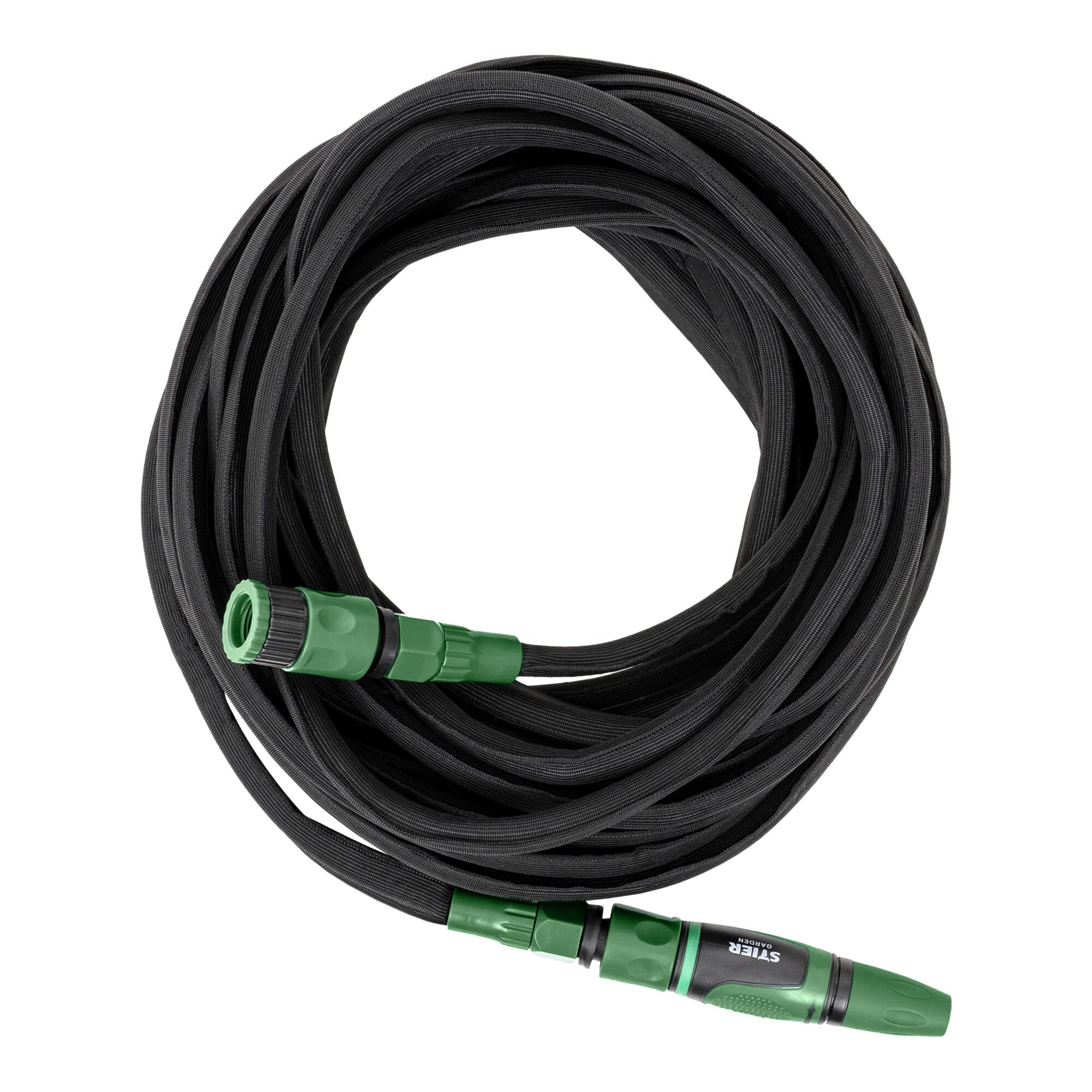 STIER flexibler Gartenschlauch Premium 15m bis 30m, Universeller Gartenschlauch, ausgestattet mit Komfort-Mullti-Jet-Spritzpistole