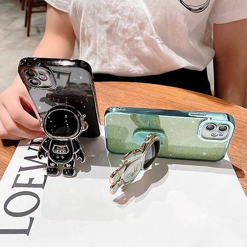 Miniatura 5 de MGQILING Funda compatible con iPhone 11 con soporte oculto de astronauta, bonita funda de teléfono con purpurina 6D para mujeres y niñas, funda