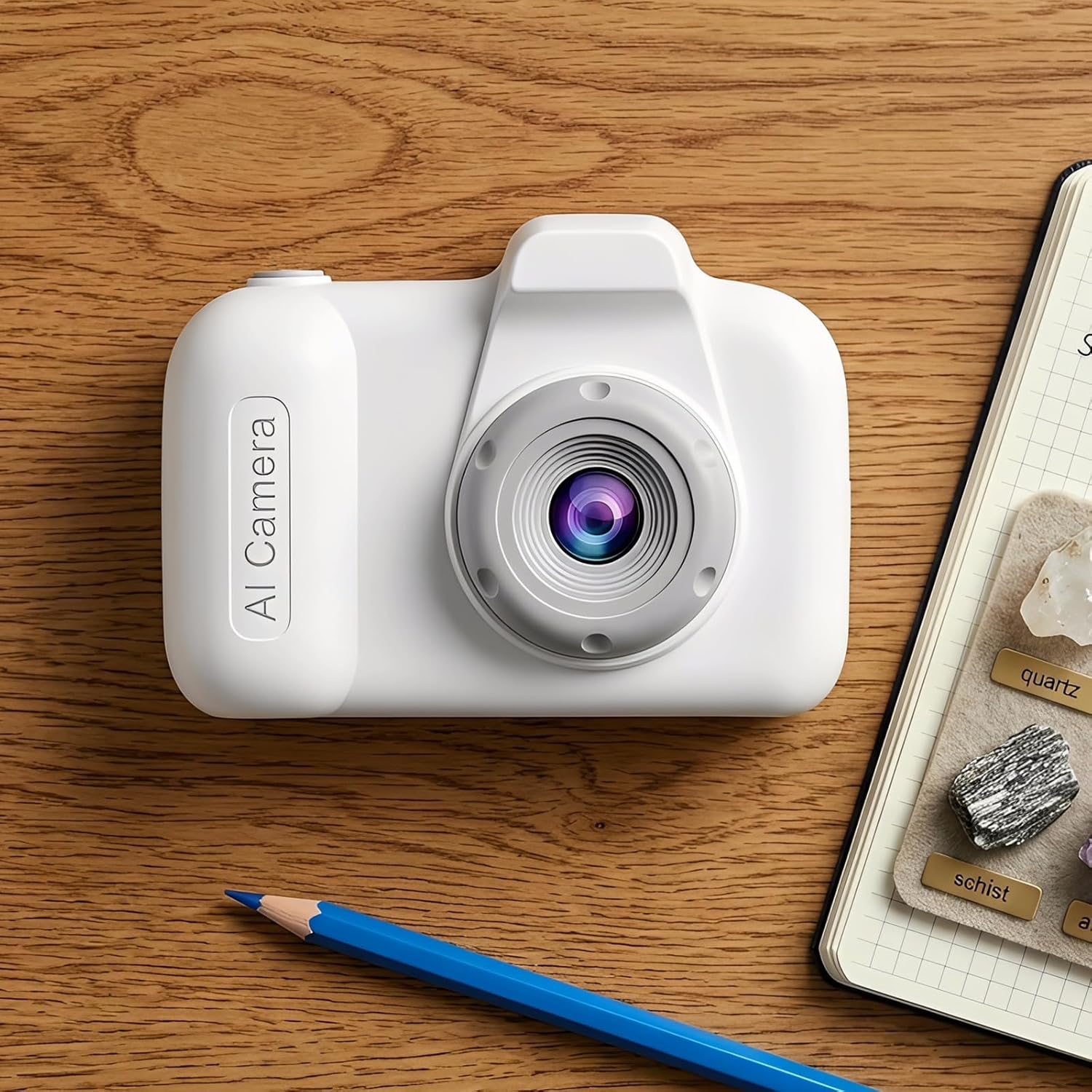 AI Kids Camera HD Dual Lens with AI Voice Chat & Object Recognition (TF Card Not Included) Mini Selfie Digital Camera 2.4in IPS Screen Gift for 3-8 Years Old Girl (White)
