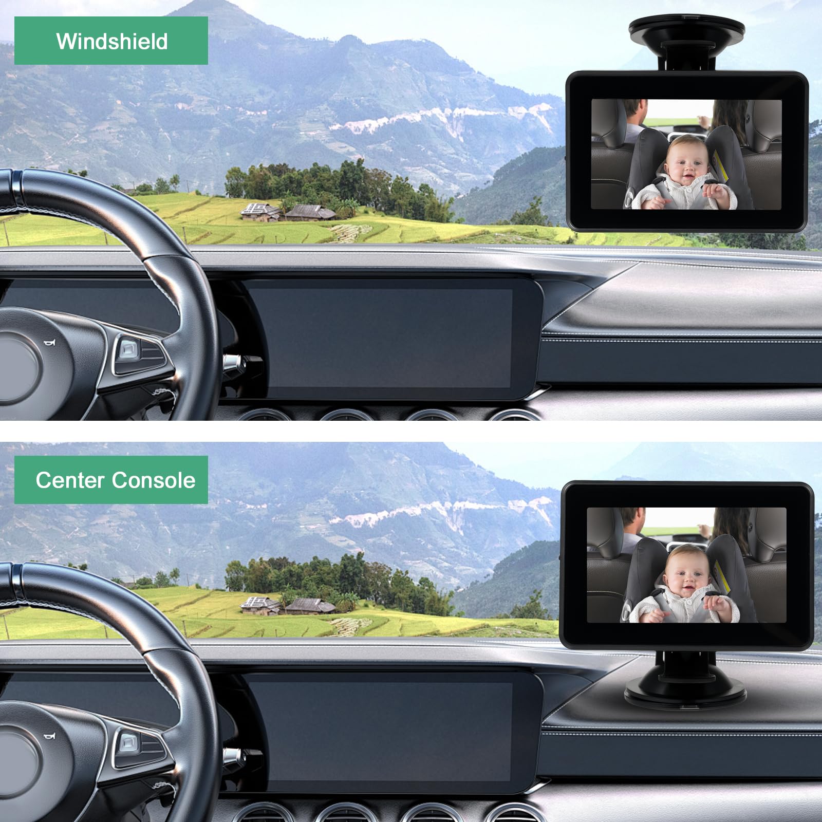 Walmeck Cámara de Espejo de Automóvil bebé HD 1080p Monitor de Automóvil con Gran Angular para Niños y Mascotas Negras