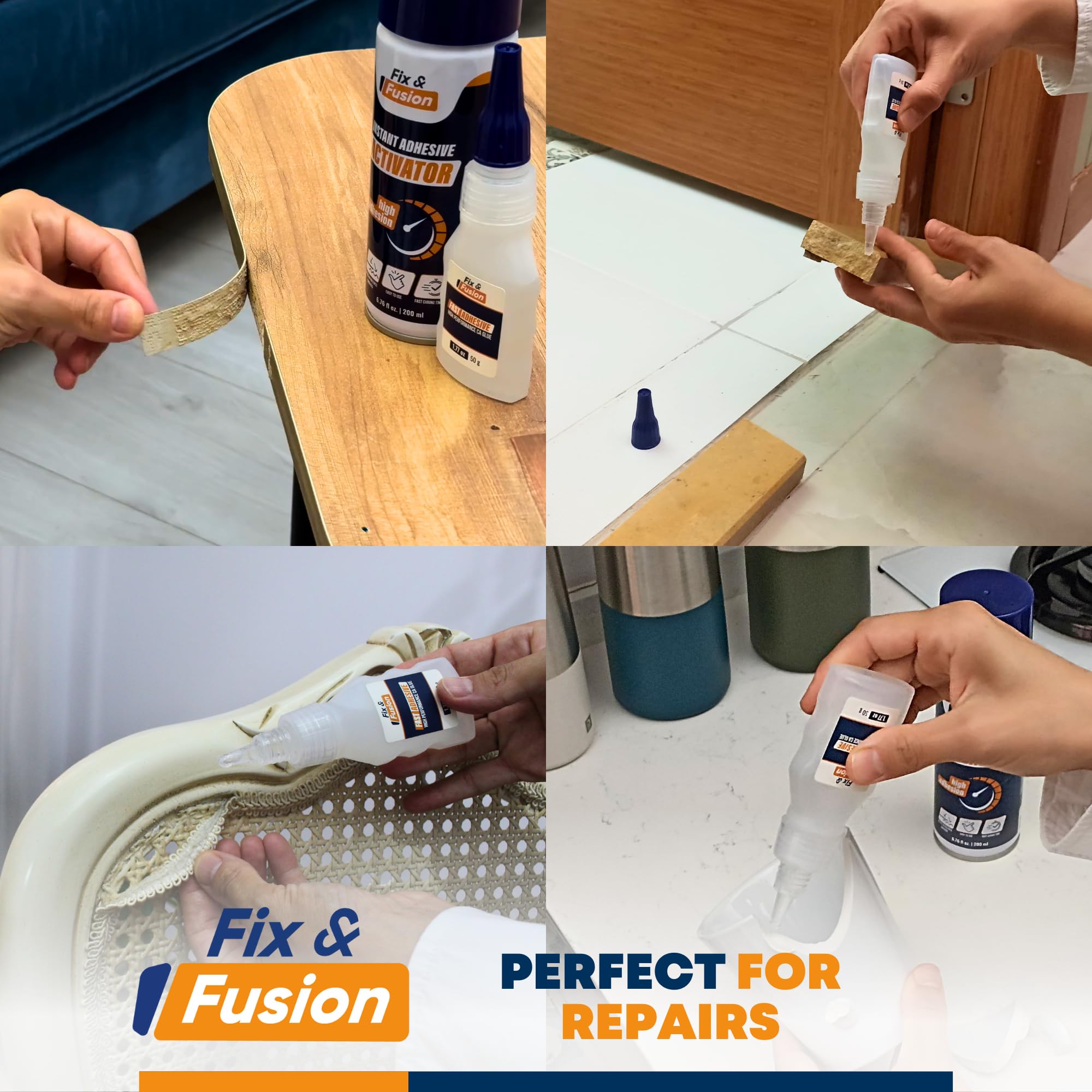FIX & FUSION Set De Pegamento Instantáneo 25 g Con Spray Activador 100 ml, Adhesivo Rápido Para Madera, Plástico, Goma, Metal Y Cerámica. Ideal Para Bricolaje Y Reparaciones (1 Paquete)