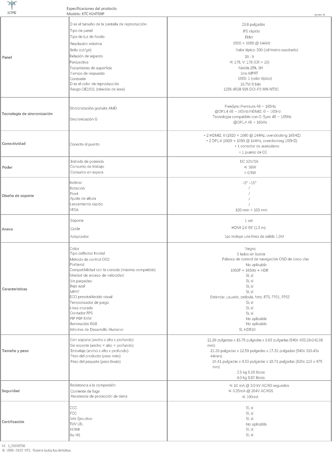 KTC Gaming Monitor 24 pollici, Fast IPS Schermo PC, 165Hz, 1ms, 1080P FHD 1920x1080 Computer, Freesync G-sync, Senza Sfarfallio, HDR10, 125.25% sRGB, HDMI2.0, DP1.2, H24T09P KTC Gaming Monitor 24 pollici, Fast IPS Schermo PC, 165Hz, 1ms, 1080P FHD 1920x1080 Computer, Freesync G-sync, Senza Sfarfallio, HDR10, 125.25% sRGB, HDMI2.0, DP1.2, H24T09P