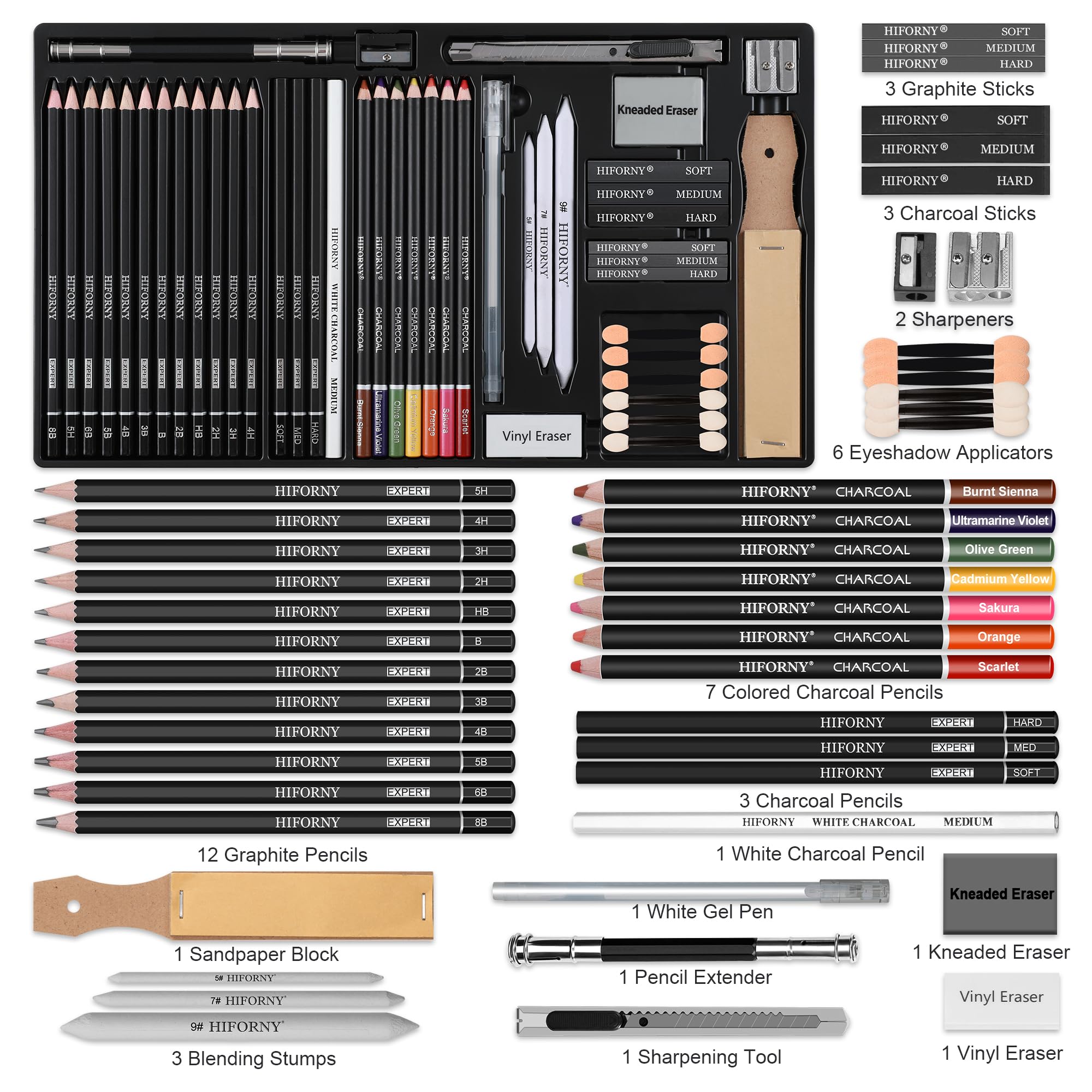 Amazon.com: HIFORNY 46 PCS Sketching Drawing Pencil Set,Sketch