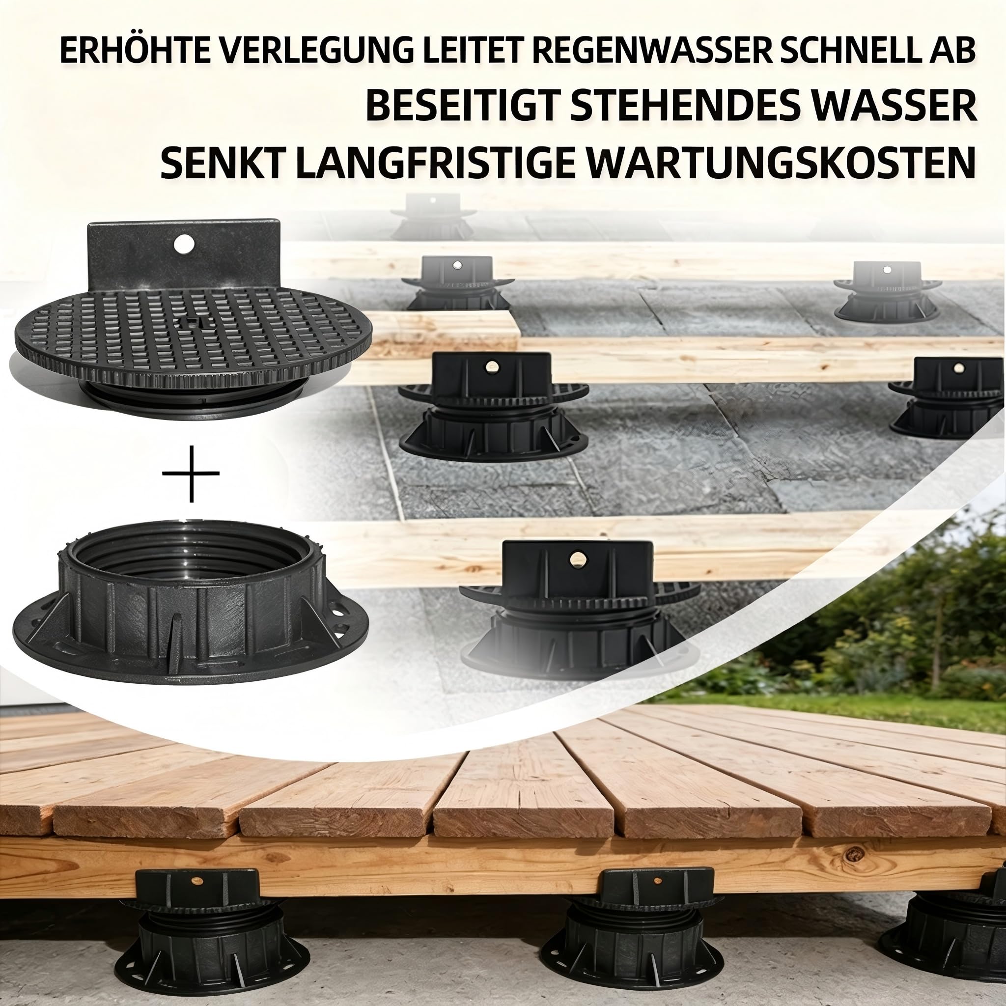 33x Stelzlager 20–25 mm, höhenverstellbar für Holz- und WPC-Terrassen