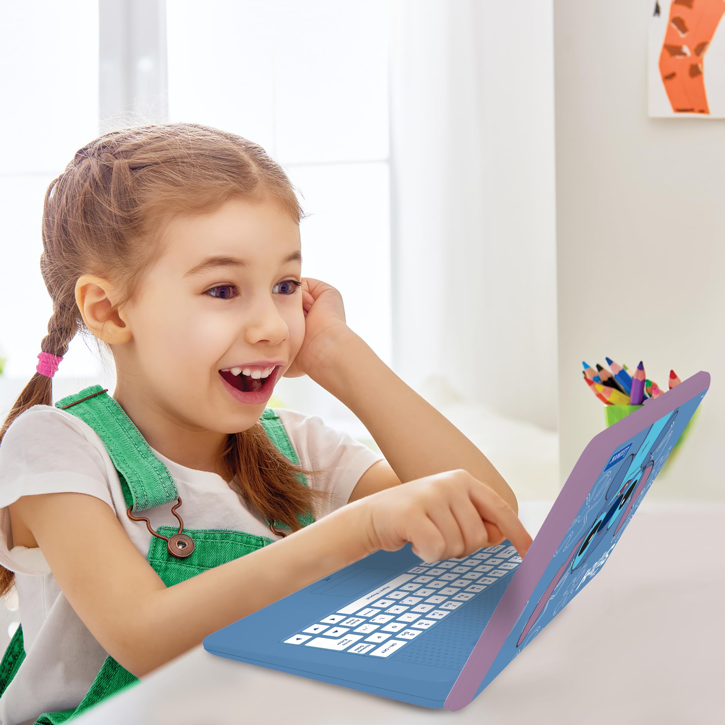 Lexibook, Disney Stitch, Computer educativo bilingue Stitch con 170 attività Inglese/Italiano, JC599Di5
