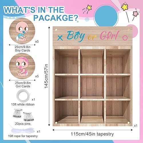 Miniatura 3 de BLOOMWIN Juego de mesa Tic Tac Toe para revelación de género  Revelar el género X y O Game Noughts and Crosses, ideas de madera para revelar el