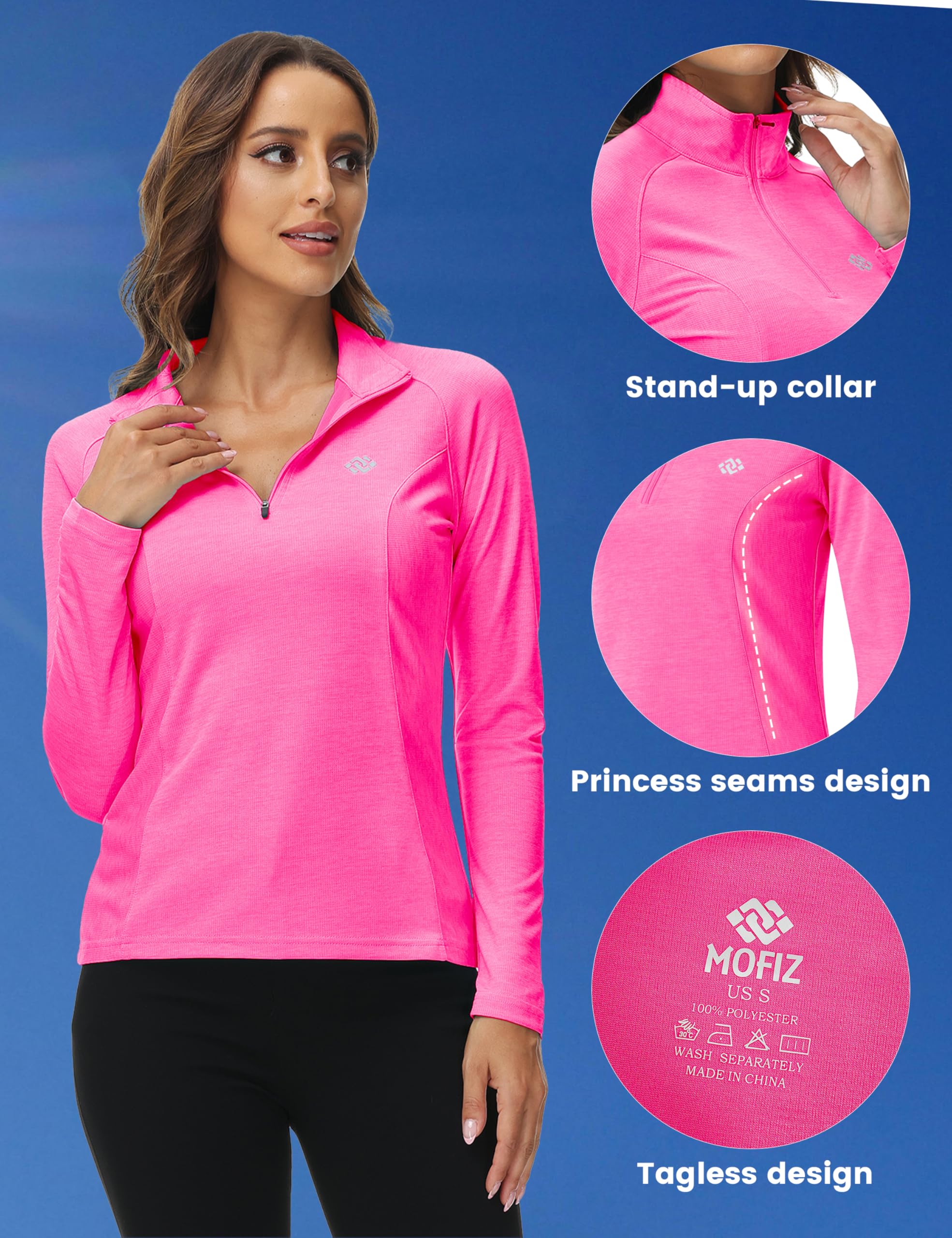 Donna Maglia da Corsa a Maniche Lunghe 1/4 Zip Felpa Sportivo Yoga Fitness Outdoor Tops