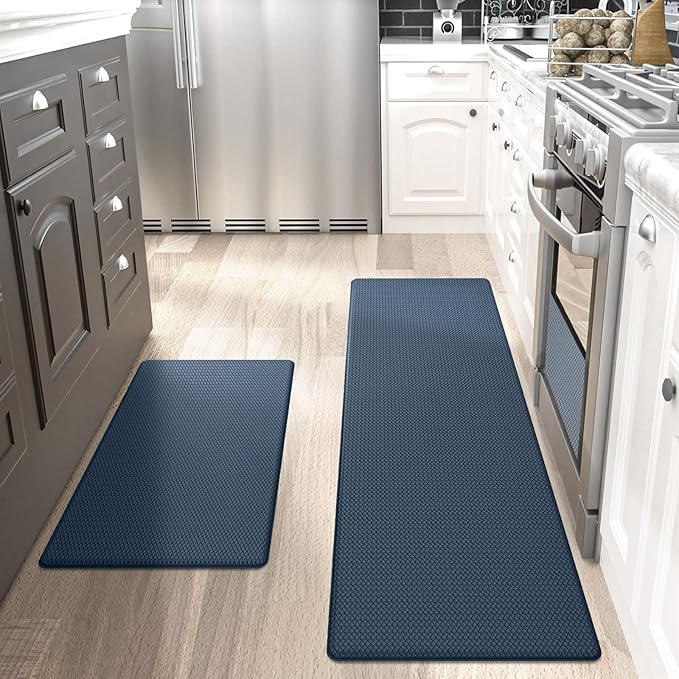 DEXI Navy Blue Kitchen Rugs and Mats Cushioned Anti Fatigue