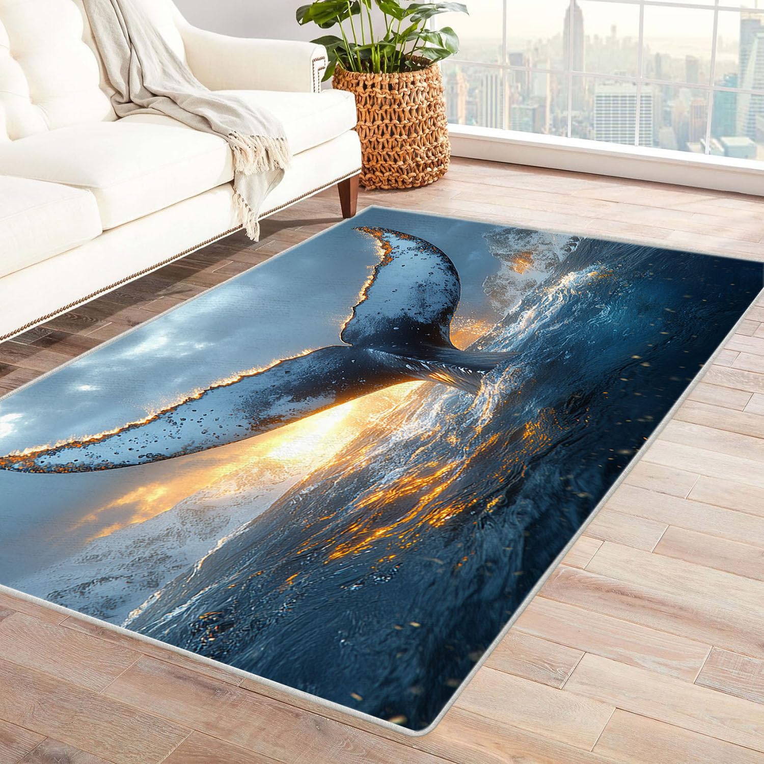 Tapis lavable en machine queue de baleine 240x300 grand tapis de sol antidérapant